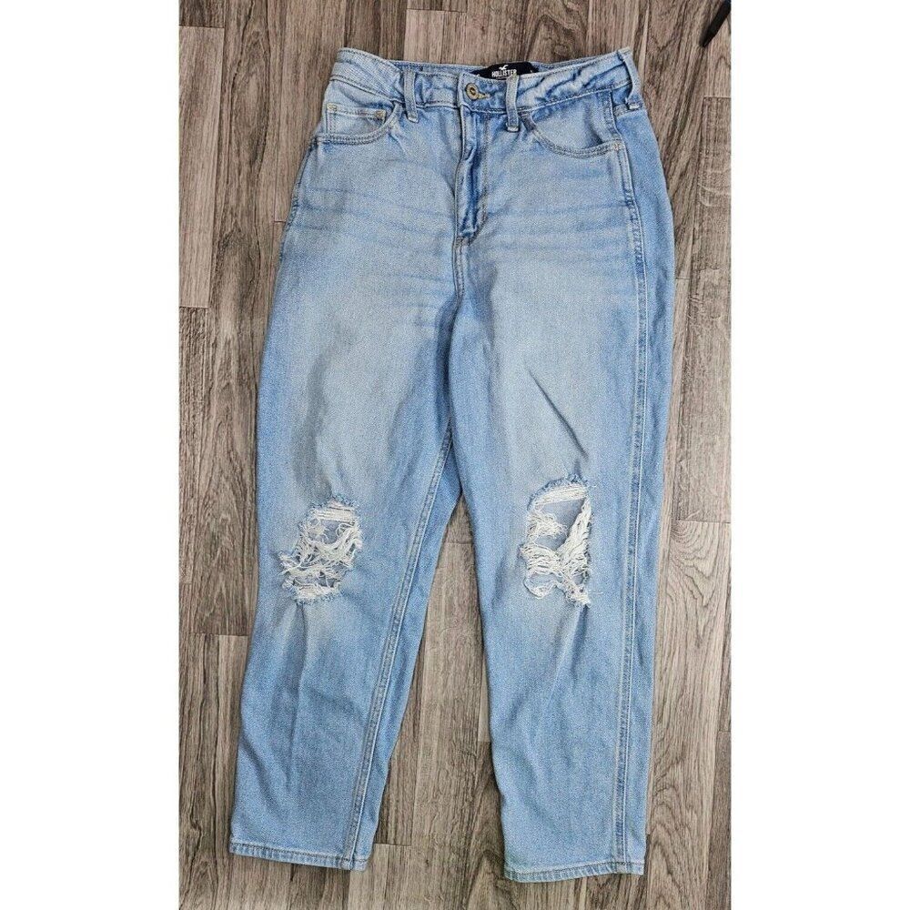 (3/$35) Hollister Size 5 Short‎ High Rise Vintage Distressed Cropped Mom Jeans